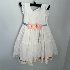 NWT Lauren Ashley London 2 piece Floral White Dress with Pink Accents- size 24M